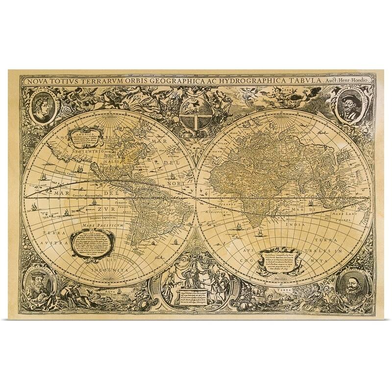 "Vintage map of the world" Poster Print - Multi