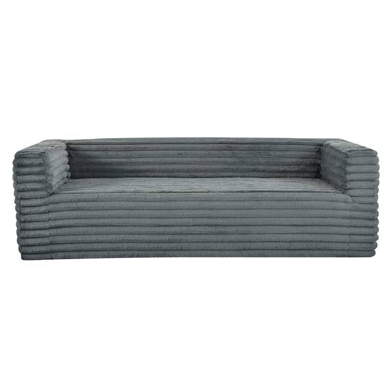 89" Corduroy Sofa, Plush 3-Seater with Square Arms for Living Room, Small Spaces, or Office