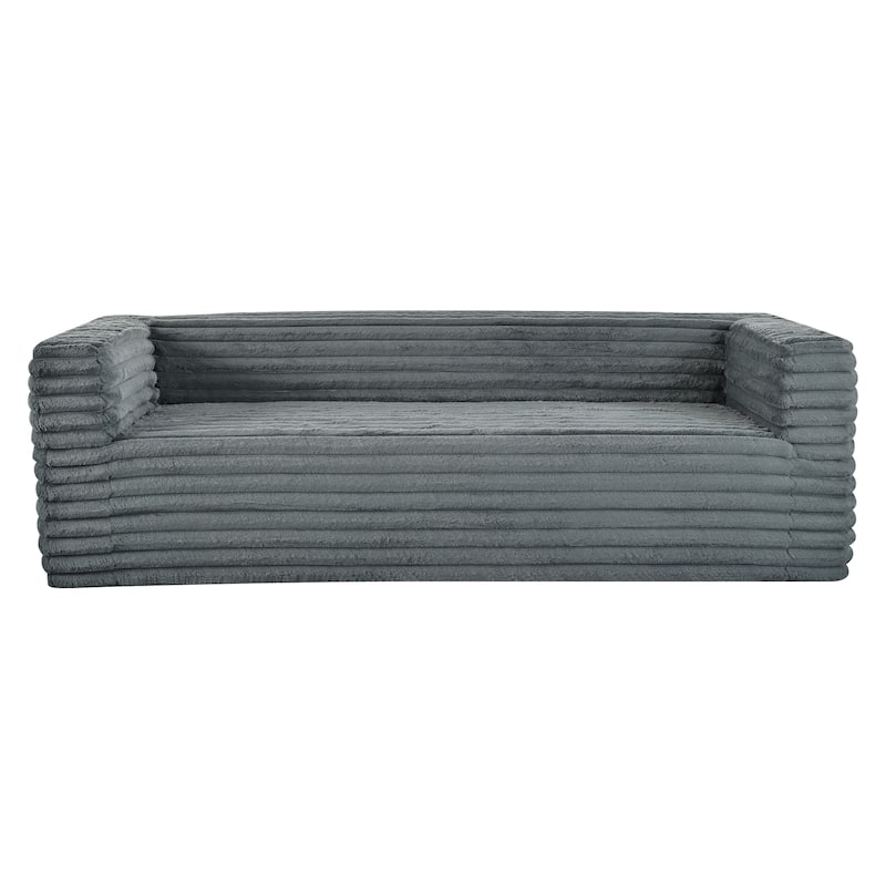 Luxury 89" Corduroy Sofa with Square Arms - No Assembly Required, Ultra-Soft 3-Seat Couch for Living Room and Apartment