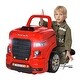 preview thumbnail 8 of 9, Kids Truck Engine Toy Repair Workshop Set with 61 Pieces, Simulated Sounds, Lights, and DIY Stickers for Ages 3-5 - Red