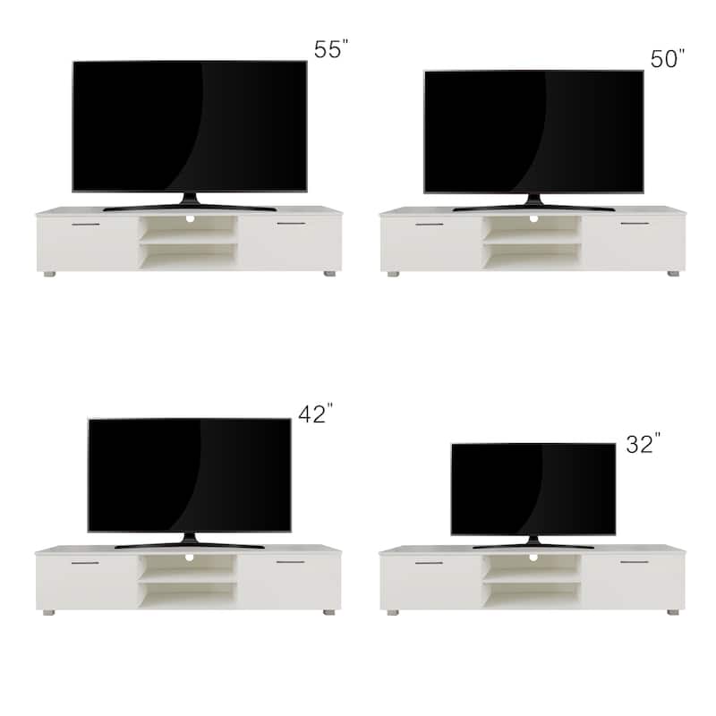 63" Modern TV Stand with Open Shelves & Cabinets for TVs Up to 70"