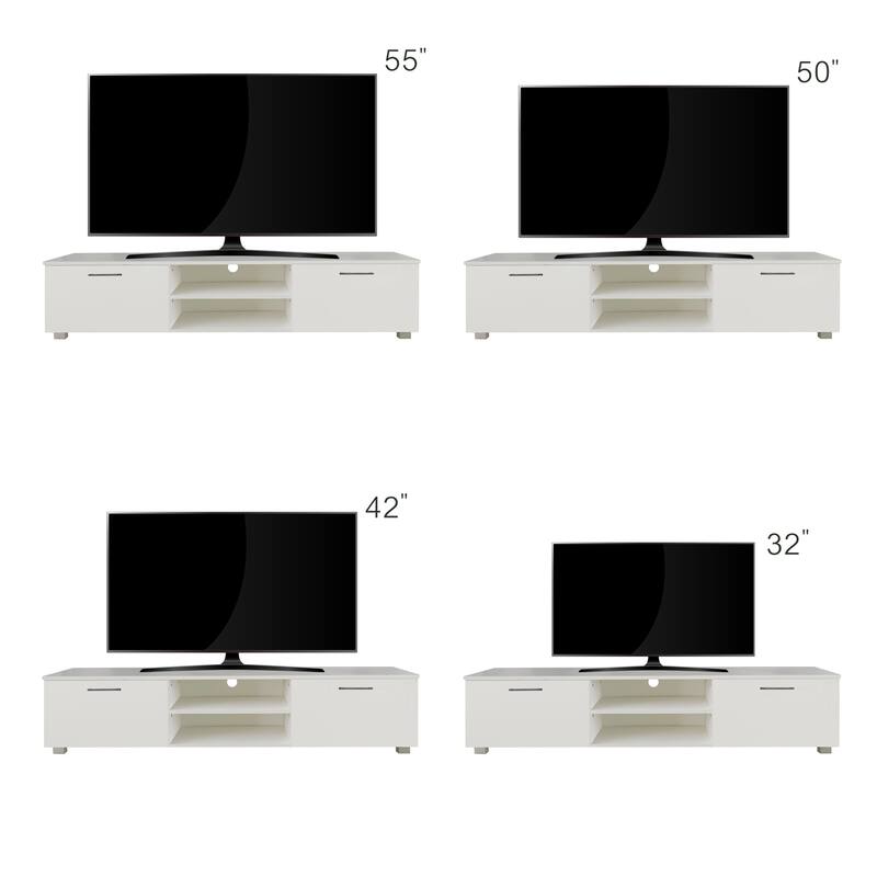 Modern Style 62.99" TV Stand with Open Shelves and 2 Storage Cabinet for TVs Up to 70"