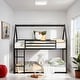 preview thumbnail 1 of 10, Twin over Twin Bunk Bed with Built-in Ladder, House-shaped Bed wtih Safety Guardrail, Kid's Friendly Style, Black
