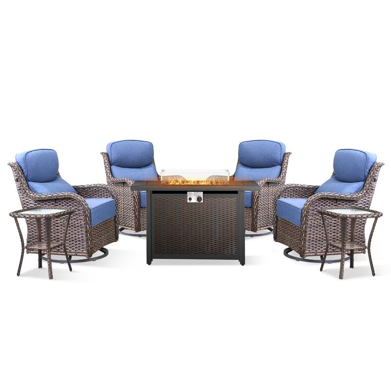 Pocassy Patio Furniture Set with 43 inch Fire Pit Table