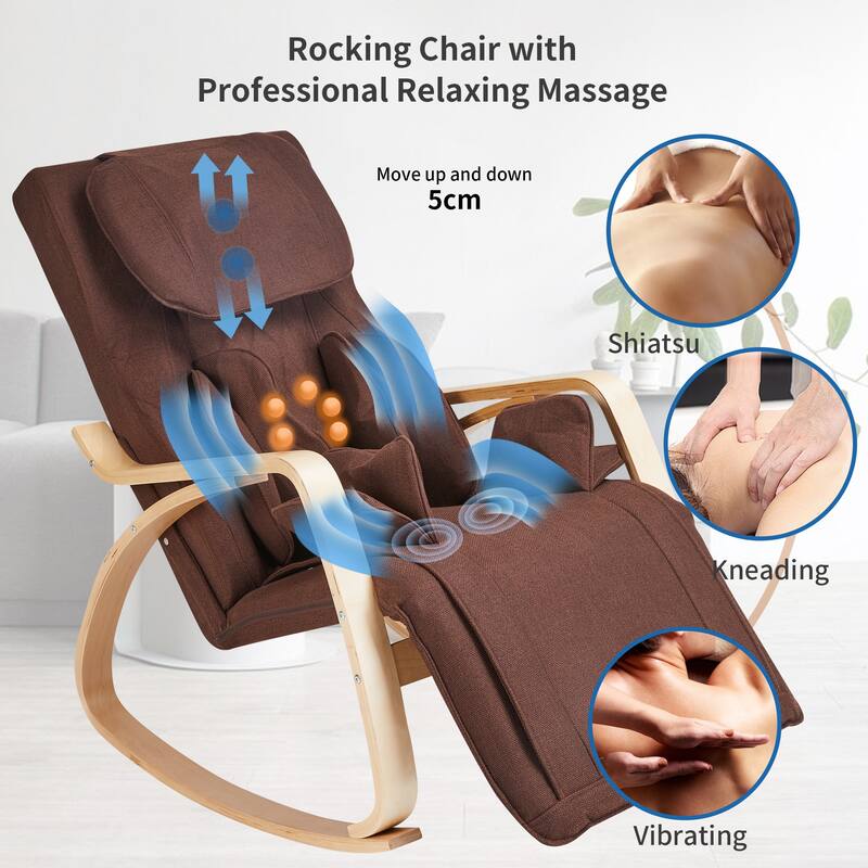 Full Body Massage Recliner Chair with Rocking and Heating, 5 Angle Adjustment, Airbag Hip Massage, Neck Kneading