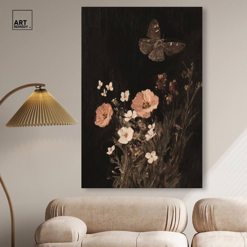 Poppy and Moth I Canvas by Art Remedy, Gallery Wrapped