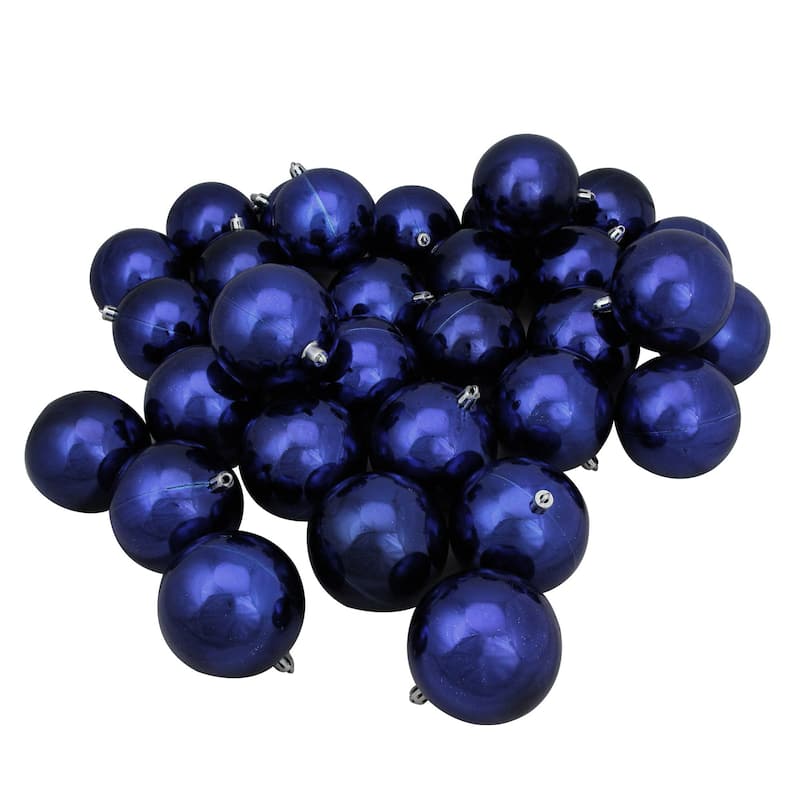 32ct Dark Blue Shatterproof Shiny Christmas Ball Ornaments 3.25"