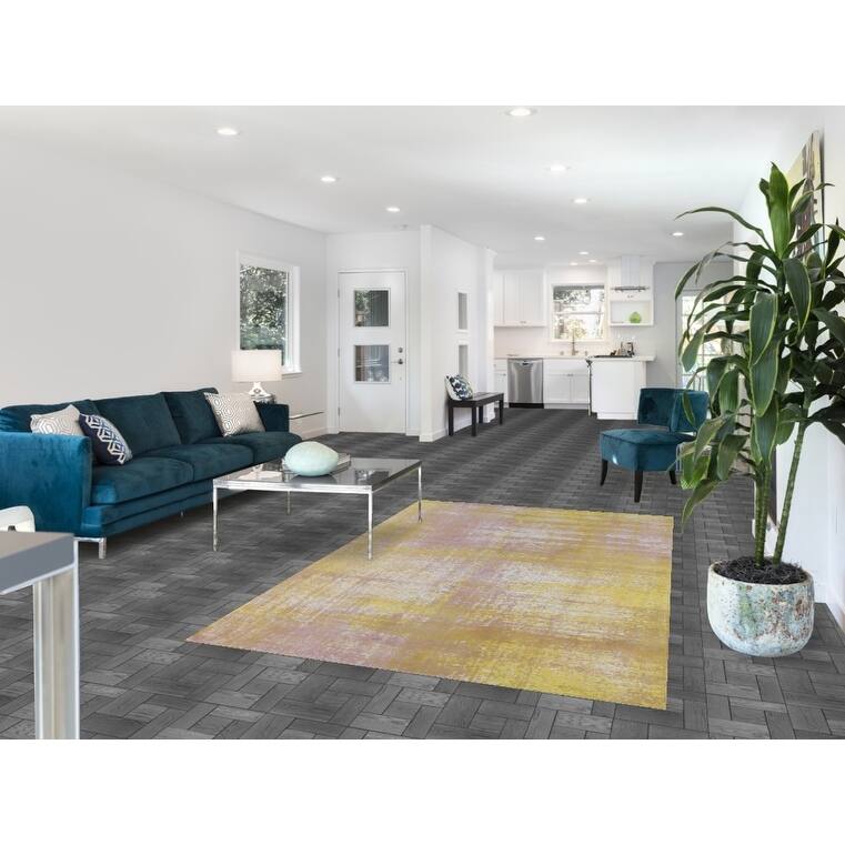 All-Over Abstract Modern Area Rug Hand-Knotted Wool Carpet - 4'10"x 7'9"