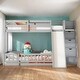 preview thumbnail 1 of 18, Twin Over Full Bunk Bed with Safety Guardrails,Pine Solid Wooden Kids Beds with Slide and Storage Staircase Grey