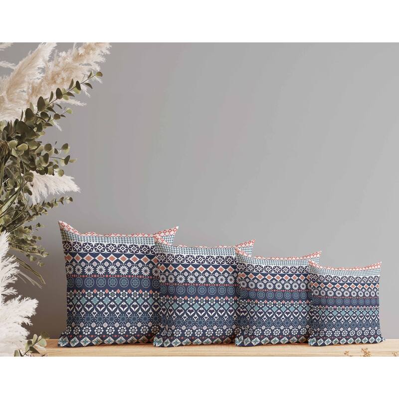 Shape Synergy Faux Suede Reversible Throw Pillow Blue and Cyan