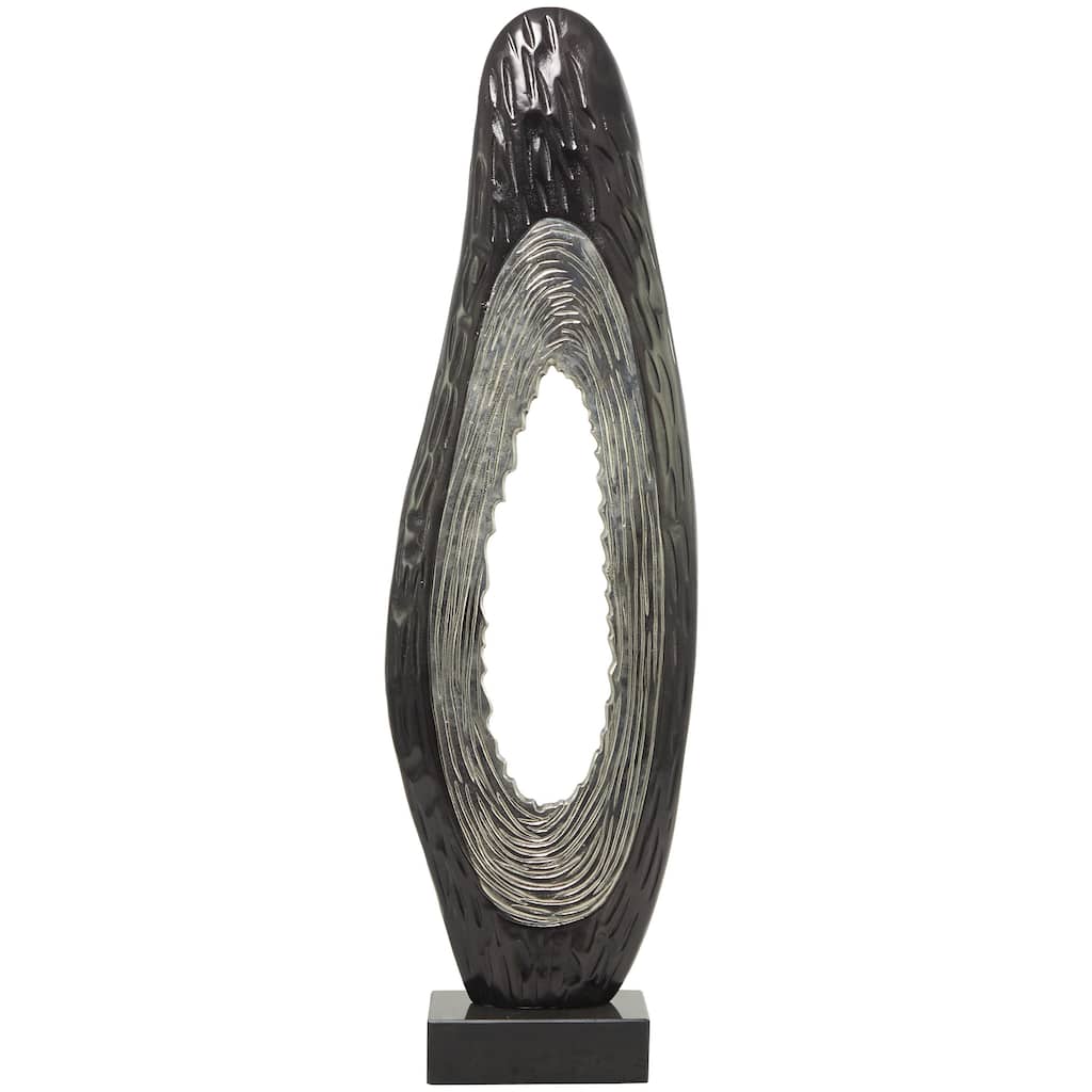 Aluminum Metal Abstract Teardrop Decorative Sculpture with Black Base - Black or Gold - Roche River Decor