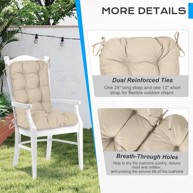 Aoodor Outdoor 42"x 20" x5" Tufted Back Cushions Patio Replacement Chair Cushion, Set of 2