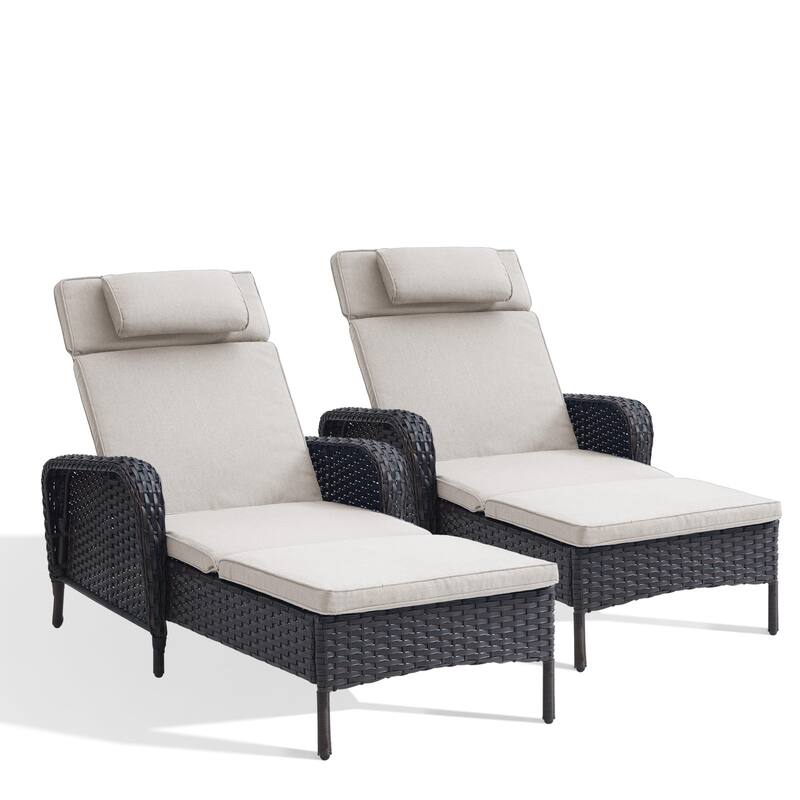 Patio Chaise Lounge Chairs Set of 2 for Outside