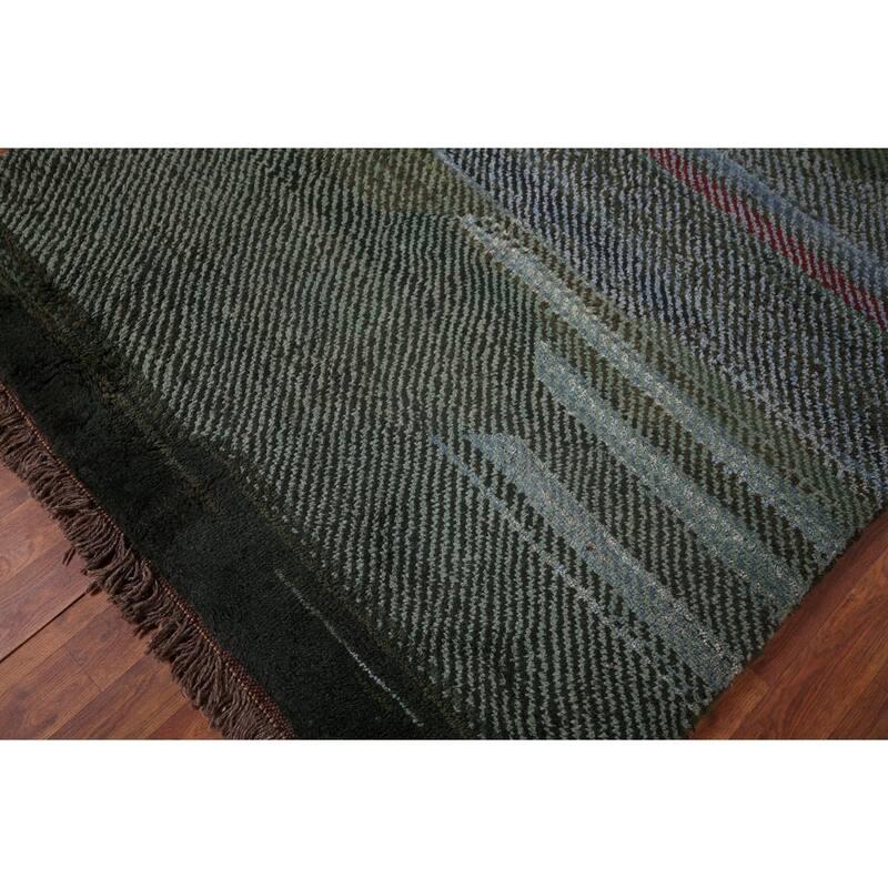 Green Gabbeh Persian Area Rug Handmade Wool Carpet - 4'7"x 10'0"