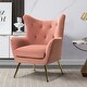 preview thumbnail 36 of 141, Eusebio Tufted Velvet Accent Chair with Wingback, Arms, and Metal Gold Legs for Living Room or Bedroom by HULALA HOME PINK