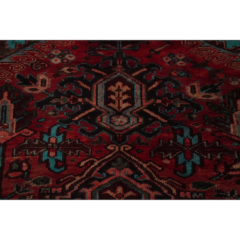 Hand Knotted Oriental 100% Wool Carpet Traditional Medallion Red Heriz Area Rug - 11' 0'' X 8' 2''