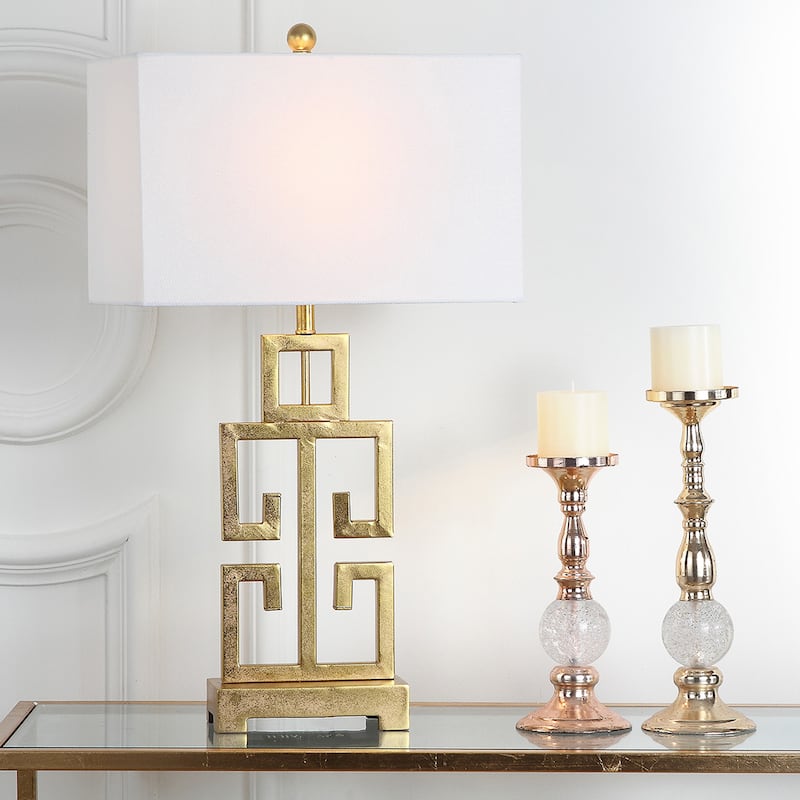 SAFAVIEH Lighting Chantelle Greek Antiqued Gold 29-inch Table Lamp (Set of 2) - 16"W x 9"D x 29"H