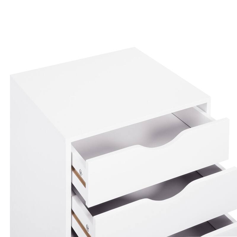 5 Drawers Chest, Wood Storage Dresser with Wheels, Craft Storage Organizer and Storage Drawer Office Drawer Unit