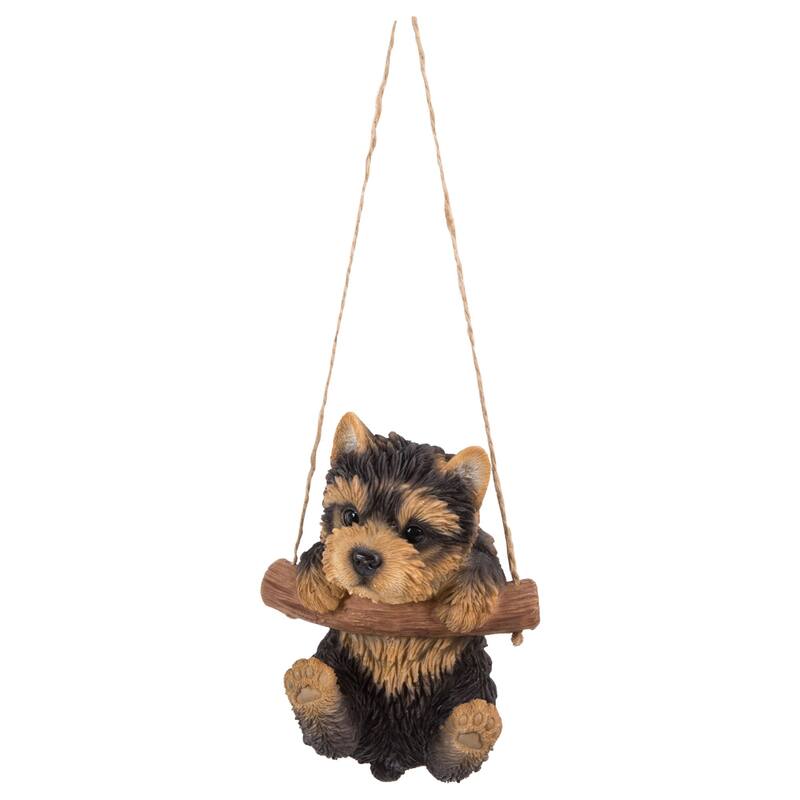 5.5" Yorkshire Terrier Puppy Hanging Outdoor Garden Statue