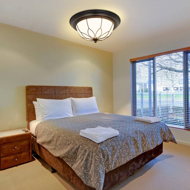 Depuley 13" 2-Light Farmhouse Black Flush Mount Ceiling Light with Glass Shade - 13 inches