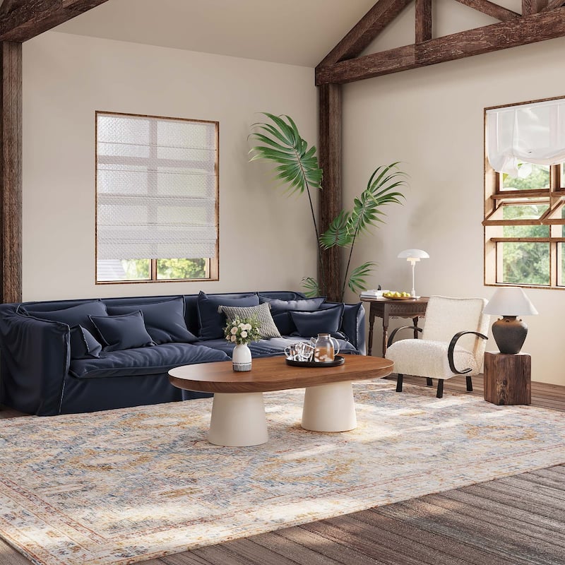 Brown Wood Coffee Table With 2 Legs