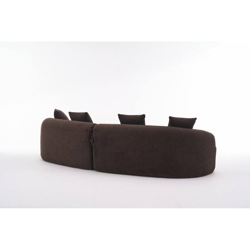 Curved Loveseat White Full Compression Sponge Sofa