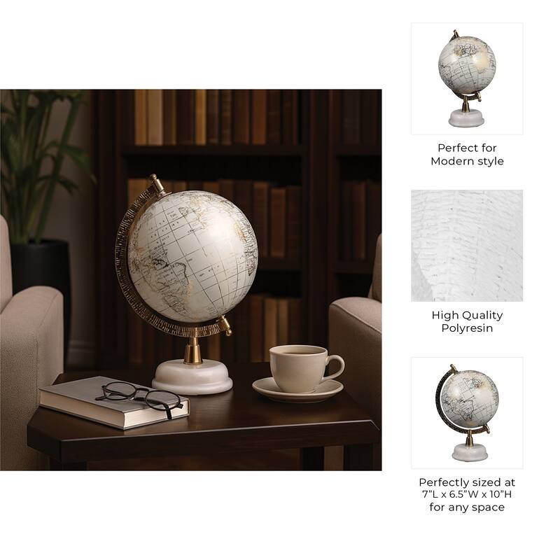 Resin Decorative Globe Modern Sleek Wood Base for Casual Home - 10.0"