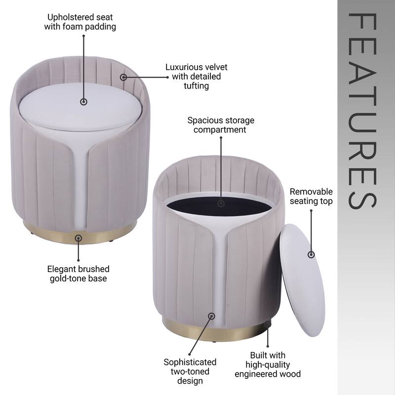 TwoToned Ottoman Comfortable choice, multiple functions, classic design, and cozy corners with Storage or Vanity Stool,