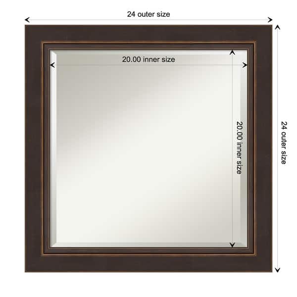 dimension image slide 4 of 6, Beveled Wood Bathroom Wall Mirror - Lara Bronze Frame - Lara Bronze