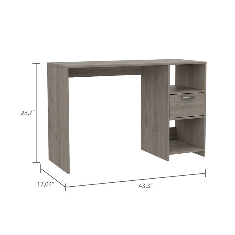 Freestanding Rectangular Computer Desk with Storage Drawer, Open Compartments, and Sleek Modern Design