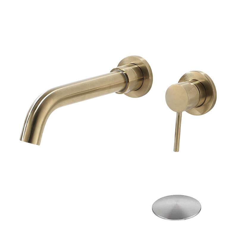 Wall Mounted Bathroom Sink Single Handle Faucet with Pop Up Drain, Silent Splash Proof, No Overflow, Easy Clean
