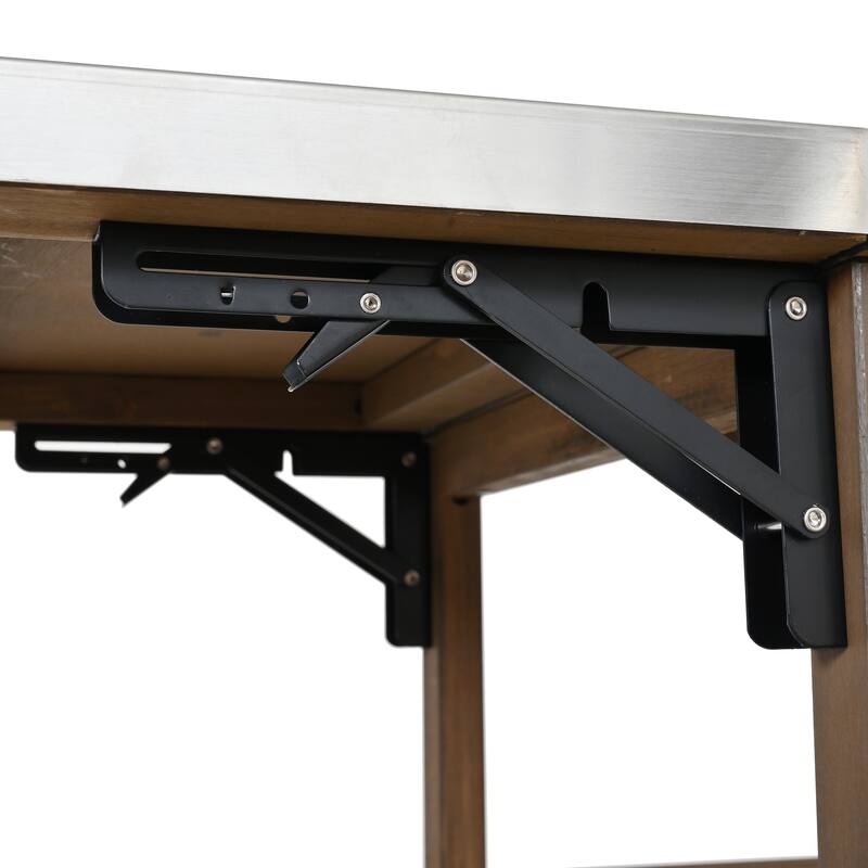 Christopher Knight Home - 54.33" Solid Wood Mobile Outdoor Kitchen Cart with Stainless Steel Top & Spice Rack & Lockable Wheels