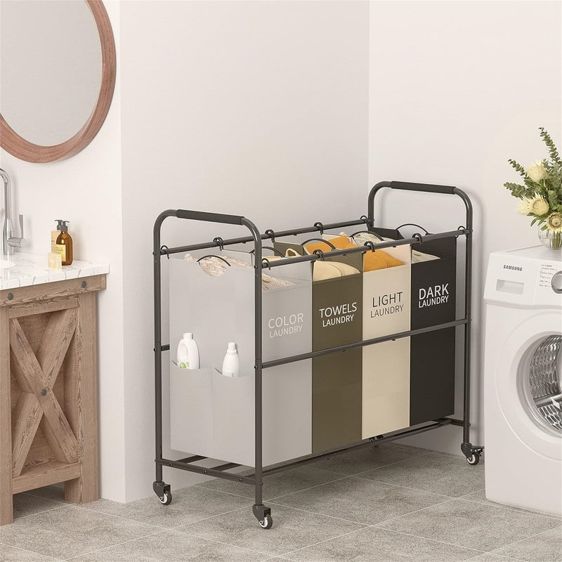 4 Bag Laundry Sorter Cart - 37"L x 15"W x 32"H