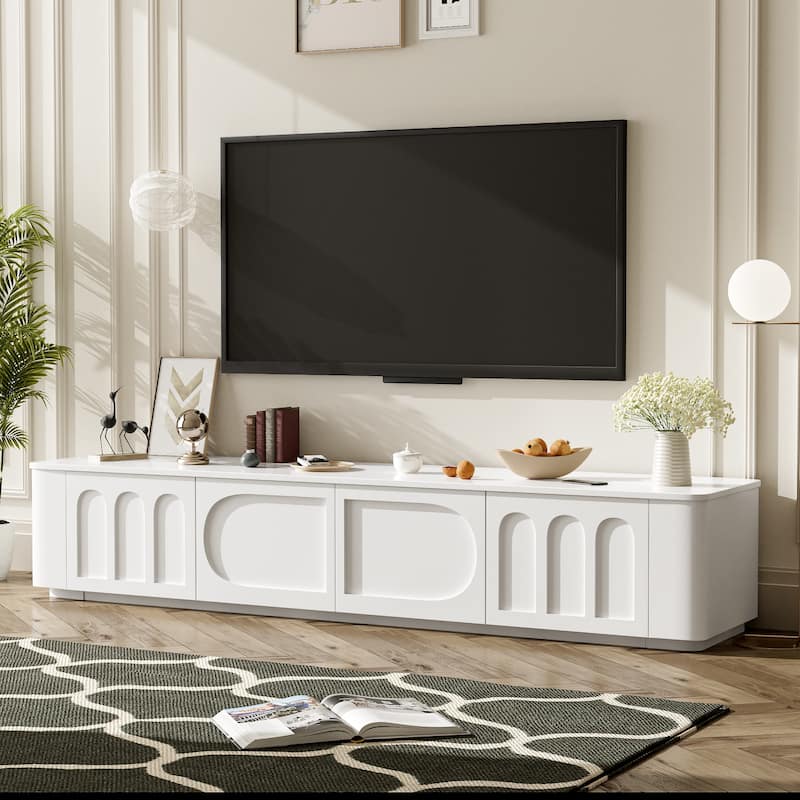 70.9" Wood Floor TV Stand Media Console Cabinet with 2 Drawers, Modern Entertainment Center Cabinet with 2 Cabinets
