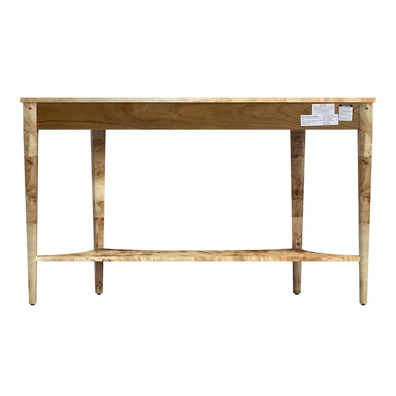 Astor 54"W Burl Wood Demilune Console Table