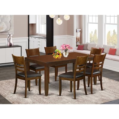 Southwestern Dining Set - 7 Piece Rectangular Table & 6 Chairs - Espresso Finish - Butterfly Leaf for Gatherings