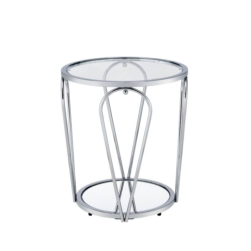 Gable Glam 2-Piece Glass Top Coffee Table Set with Shelf by Furniture of America