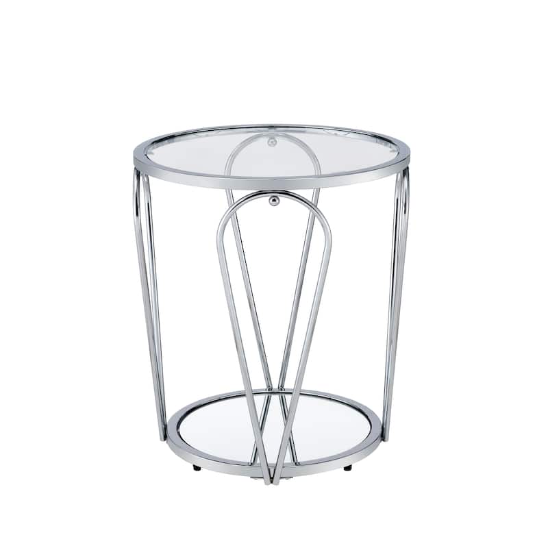 Gables Glam 20-inch Glass Top 1-Shelf End Table by Furniture of America - Chrome
