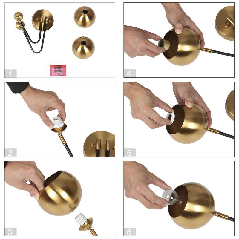 Marden Modern 2-Light Black Gold Wall Sconce Bathroom Vanity Lights with Metal Shades - 19.5 "