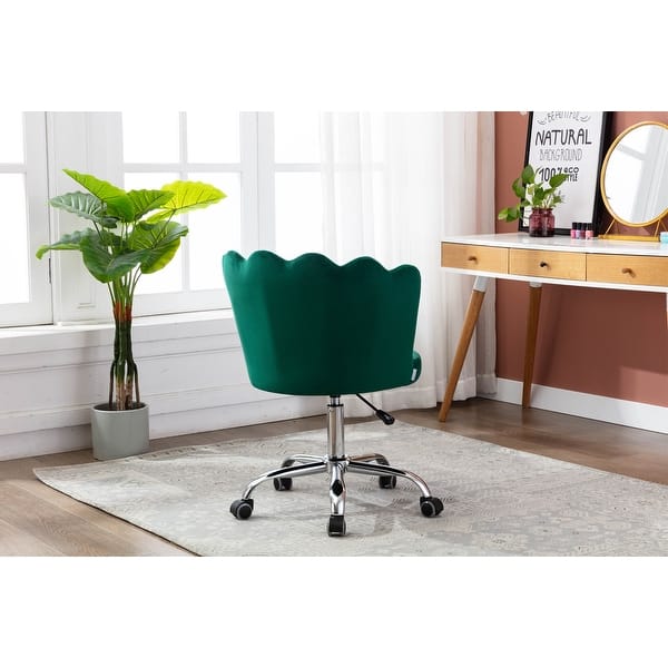Green Velvet Office Chair with Shell Backrest for Dressing Table - Bed Bath  & Beyond - 41160257
