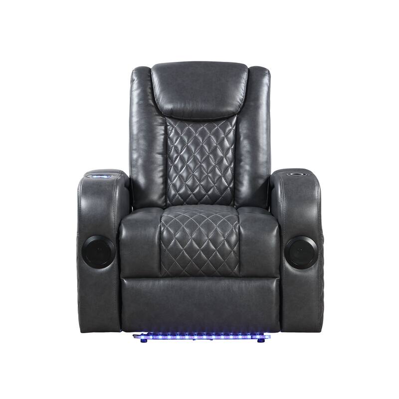 Alair Dark Gray Leather Aire Power Motion Recliner W/Bluetooth, Wireless Charger & Cupholder