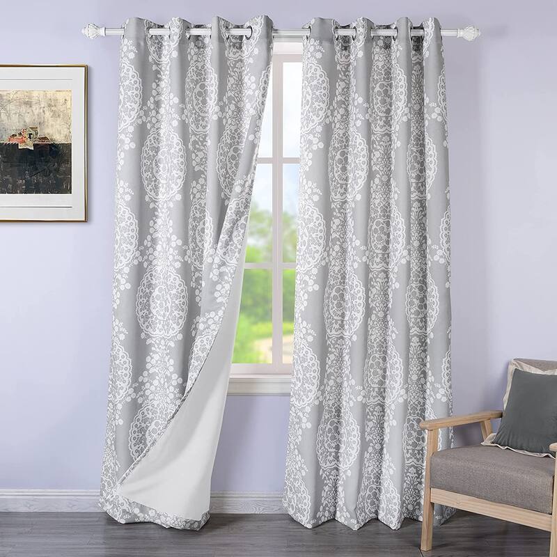 The Curated Nomad Alameda Pastel Damask Room Darkening Curtain Panel Pair