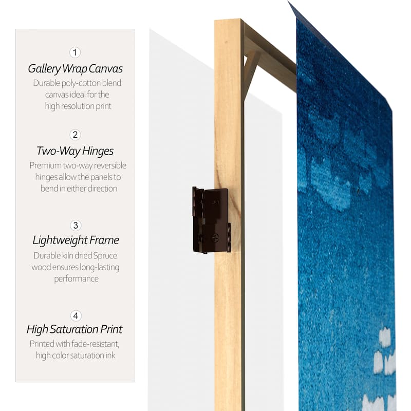 6-foot Tall Double-sided Great Wave and Red Fuji Hokusai Room Divider