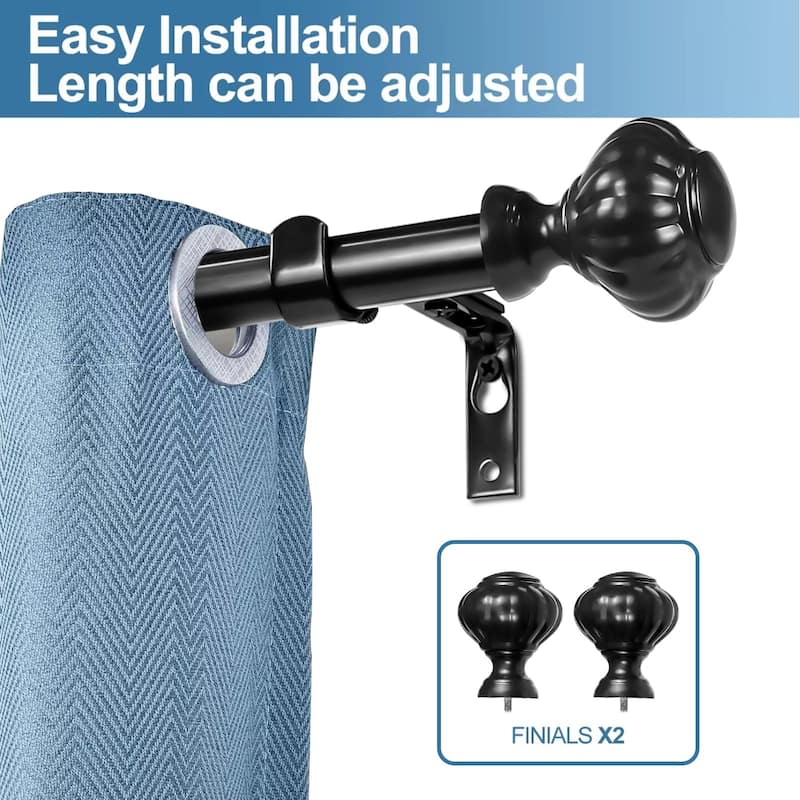 1-inch Diameter Doorknob Adjustable Single Drapery Curtain Rod