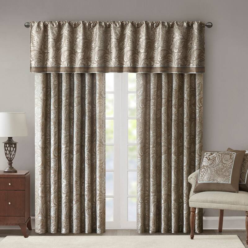 Jacquard Curtain Panel - Blue/Brown