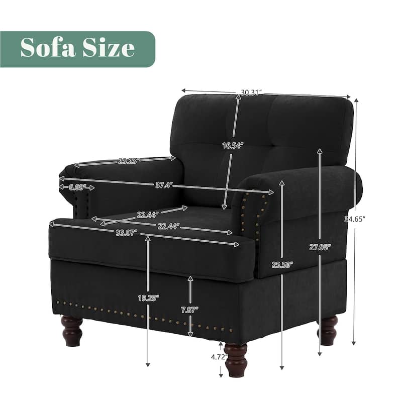 Set of 1 Piece,Chenille Tufted Armchair with Solid Rubberwood Legs for Livingroom
