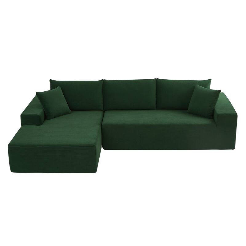 Green 108.5" Modular L-Shaped 3-Seater Sofa with Reversible Chaise - Dark Green