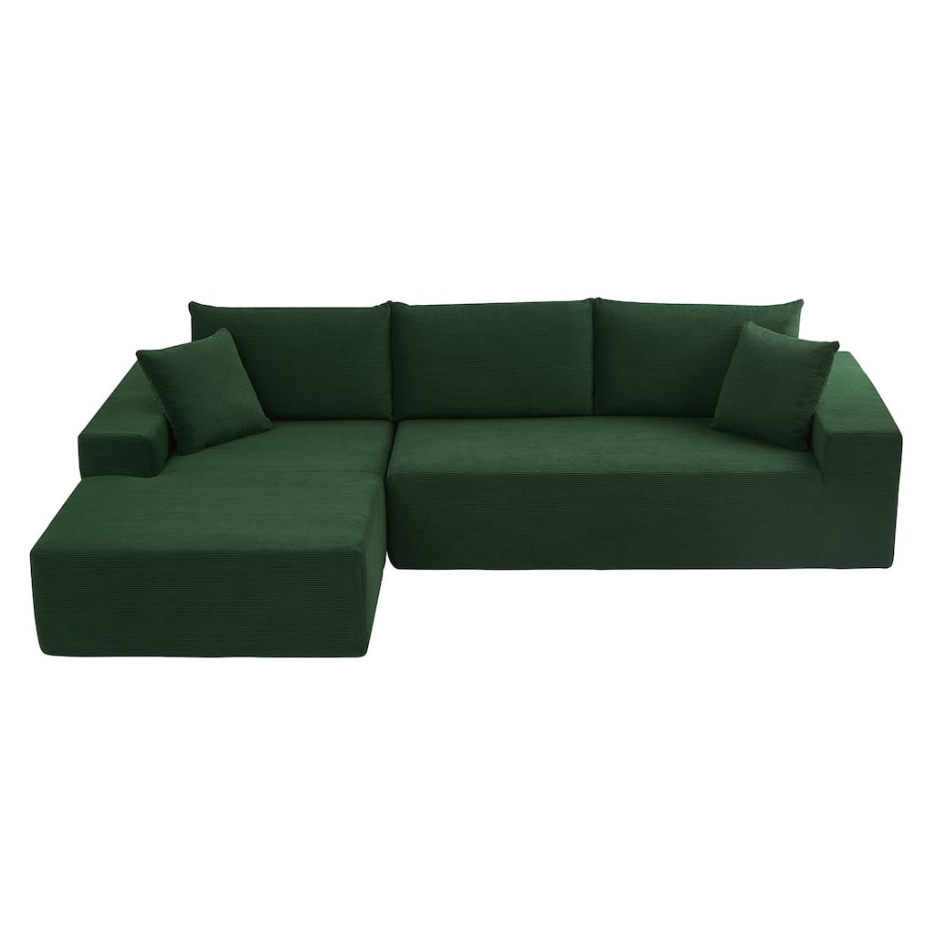 Green 108.5'' Modern L-Shape 3 Seater Sectional Sofa with Reversible Chaise, 2-Piece Modular Couch for Living Room