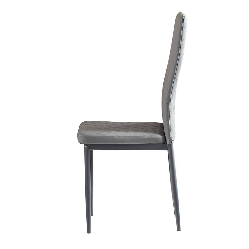 Modern Simple Dining Chairs with Spray Painted Metal Legs & Rhombus