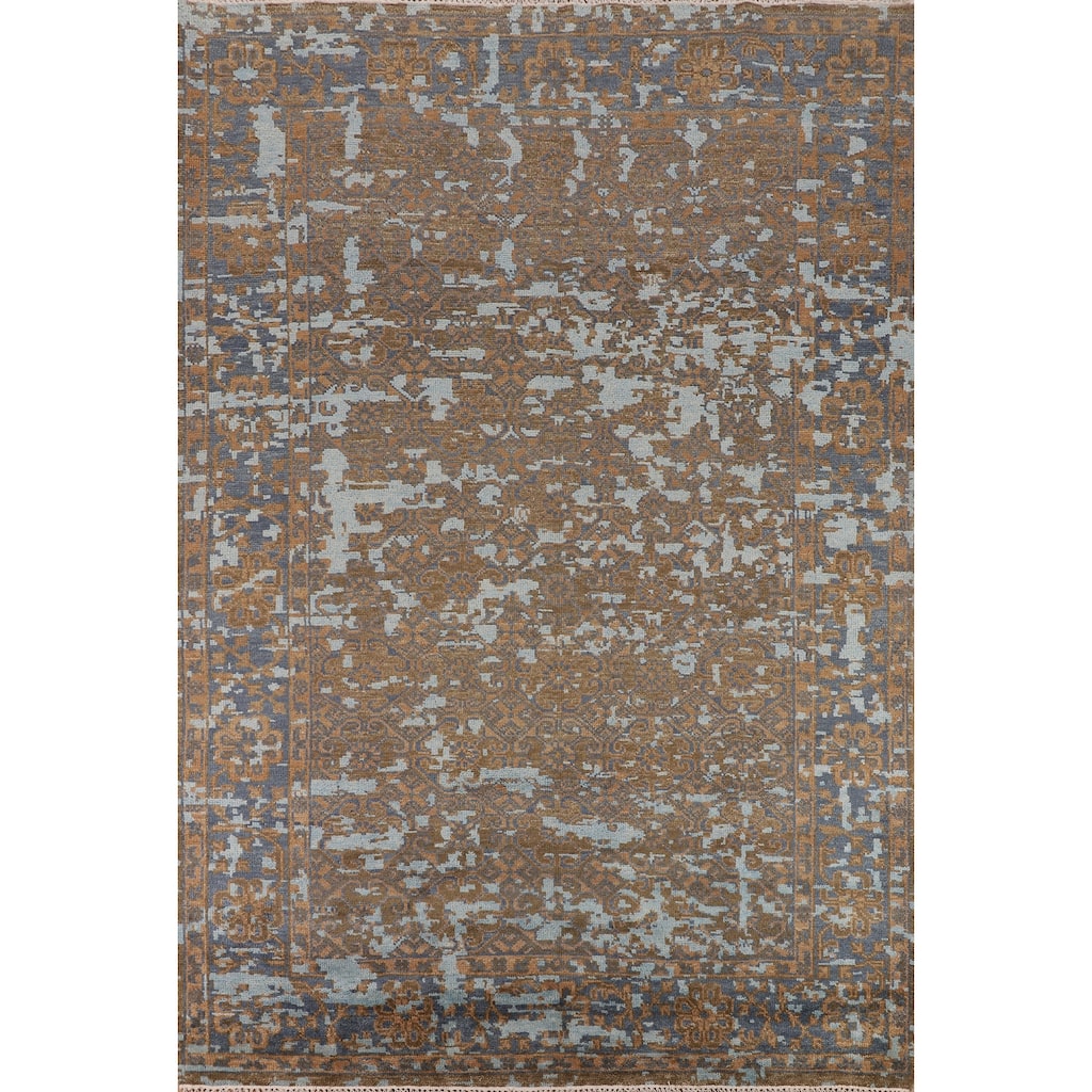 Abstract Contemporary Area Rug Hand-Knotted Wool Carpet - 8'10"x 11'8"